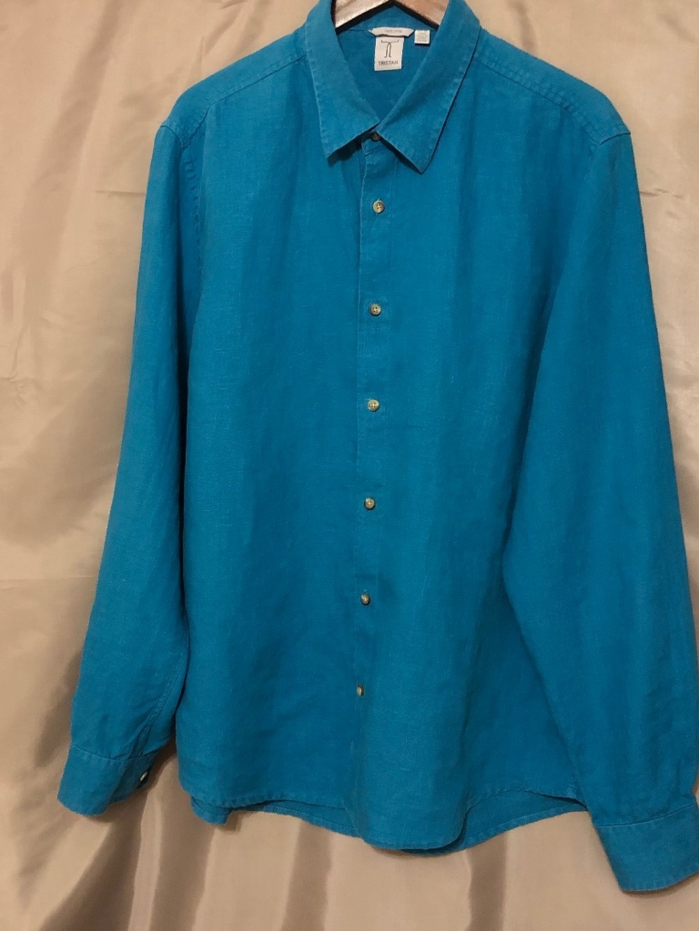 Tristan Fitted Men's Teal Linen Shirt